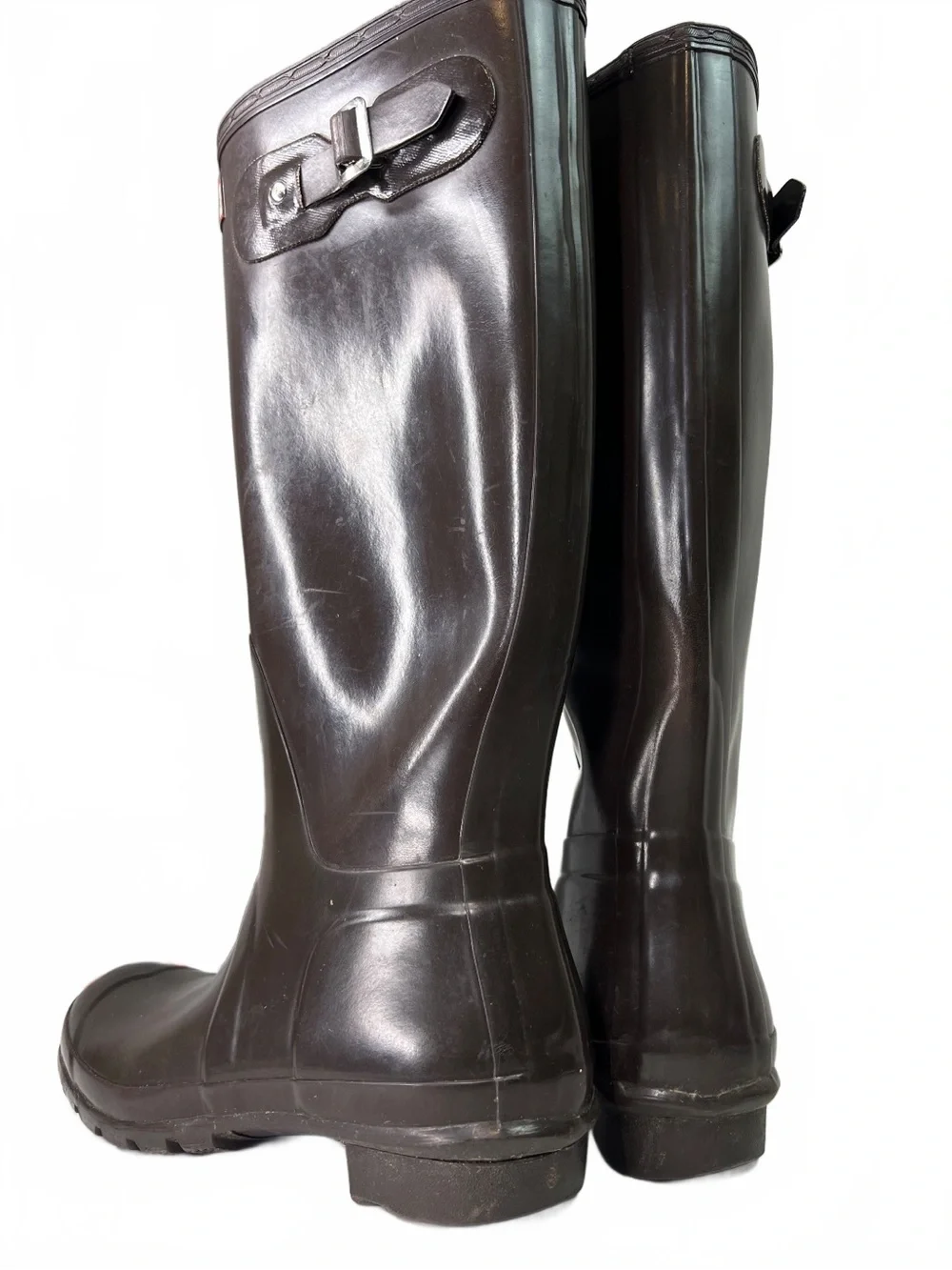 Hunter Original Gloss Tall W23616 brown gloss rubber tall rain boots size US 9